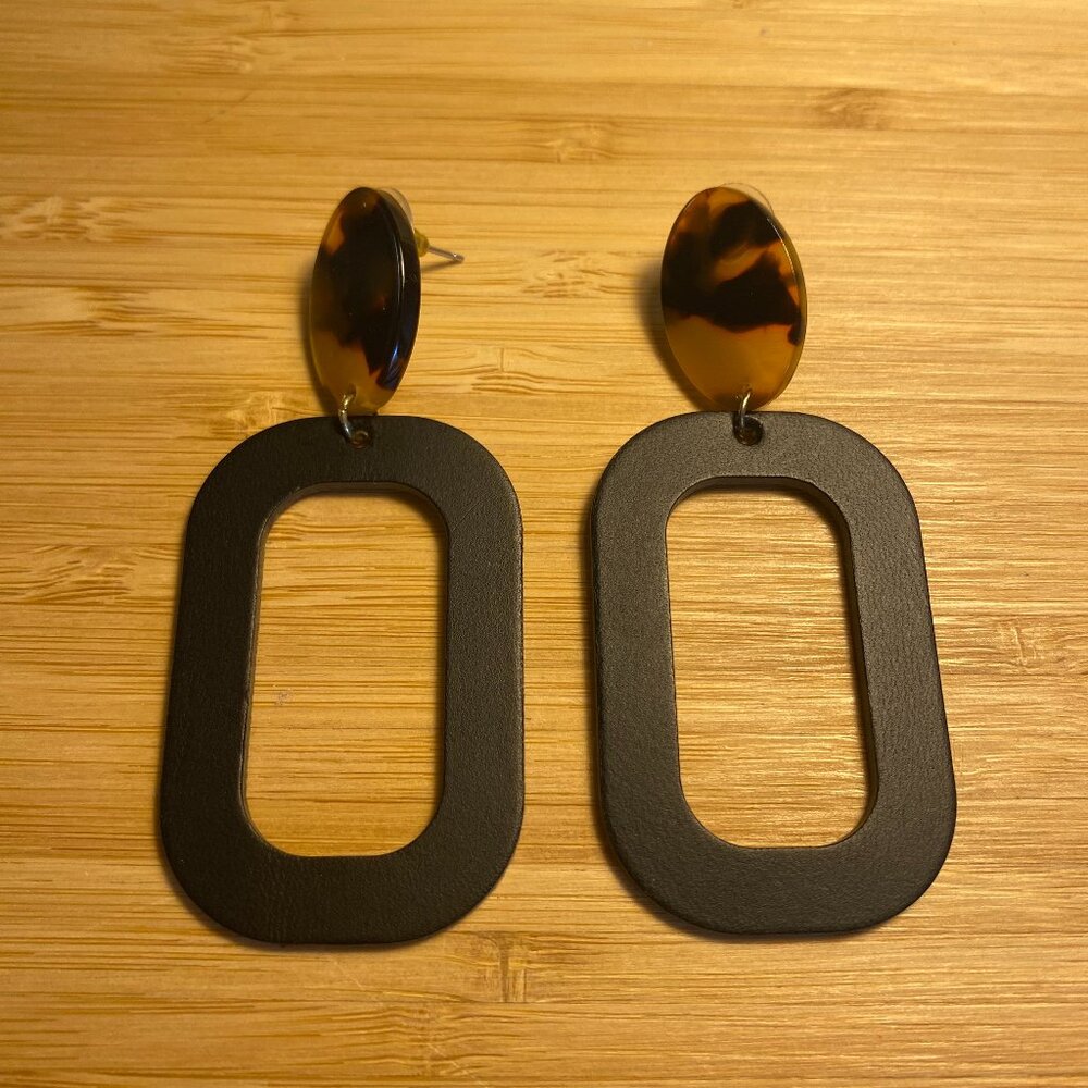 Nickel & Suede Black Blochs with Tortoise Posts